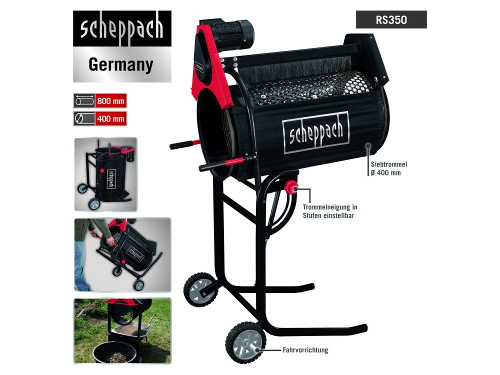 Scheppach Gartenrollsieb rs 350 230V bei leitermann.de günstig kaufen Scheppach Gartenrollsieb rs 350 230V