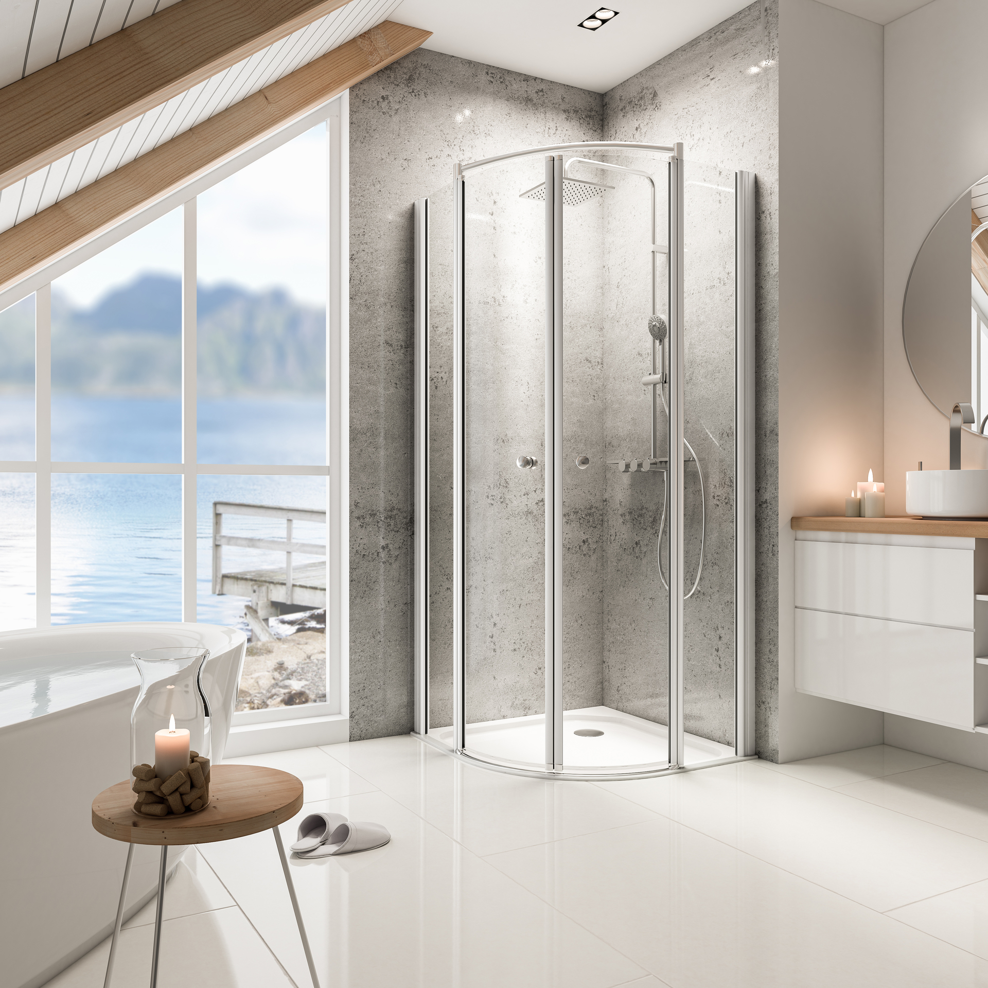 Schulte ExpressPlus Runddusche Garant mit Duschwanne Alu Natur 200x90x90cm