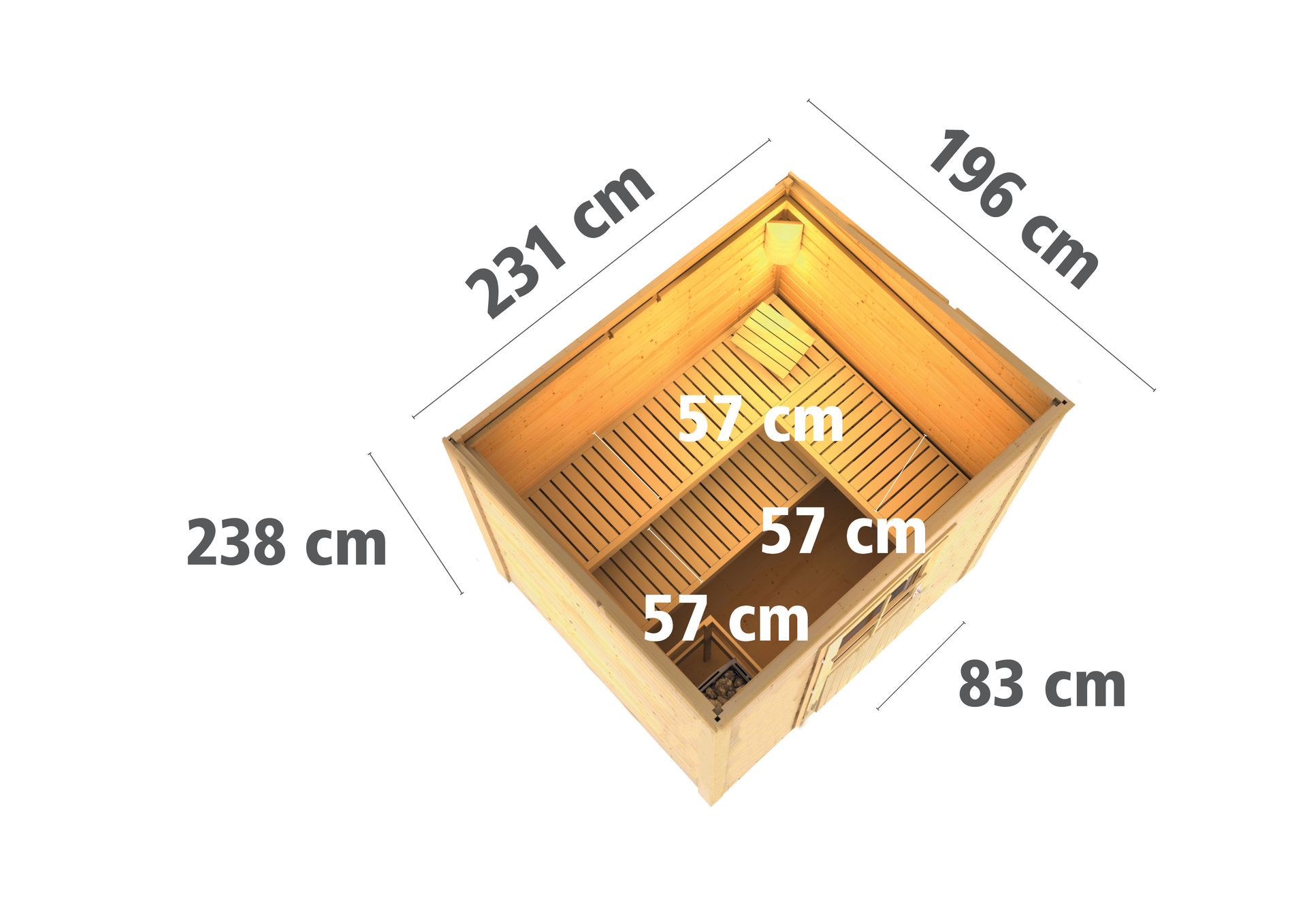 Saunahaus Segewold 231x196x239cm, naturbelassen