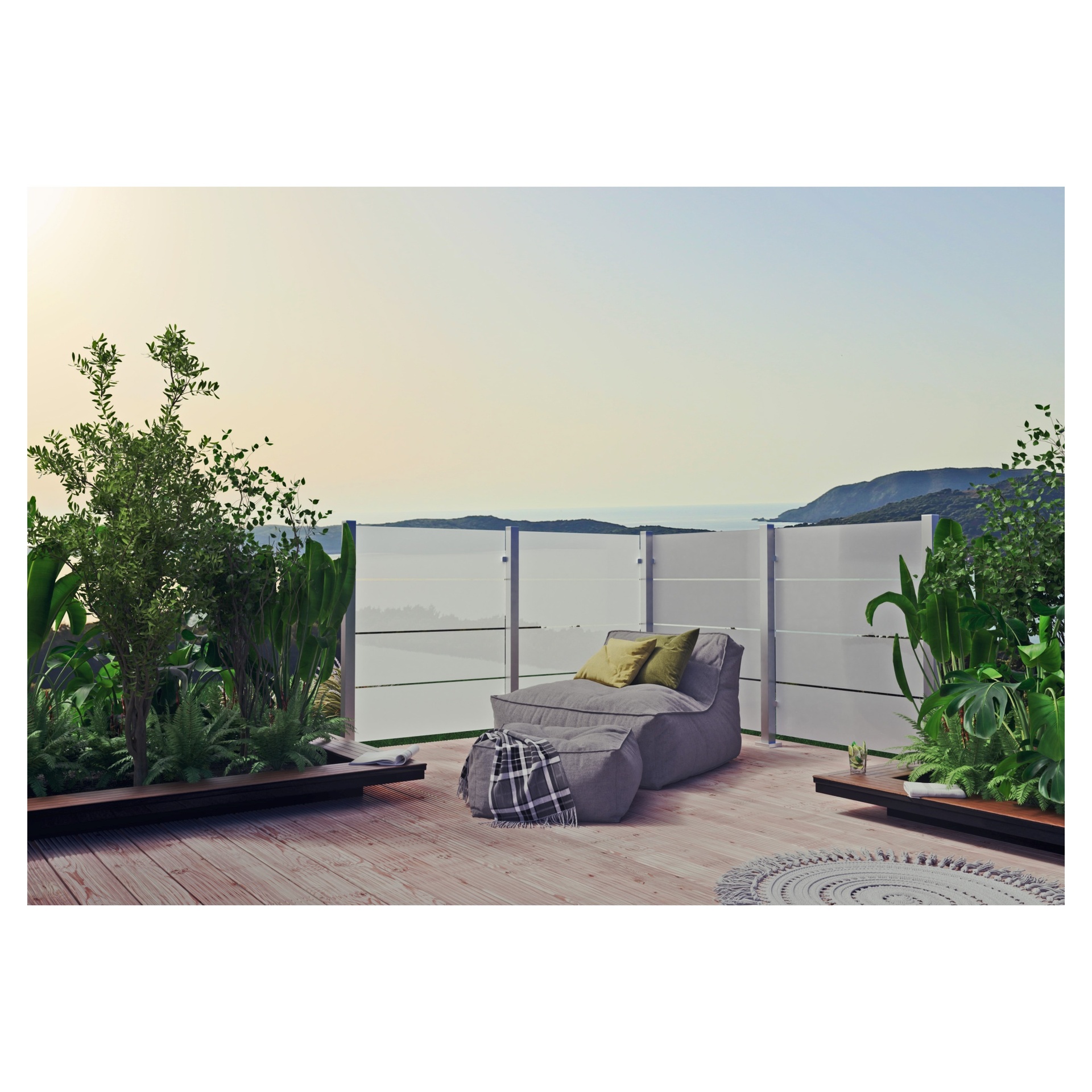 VETRO Glasscheibe ECKE links Streifen-Dekor