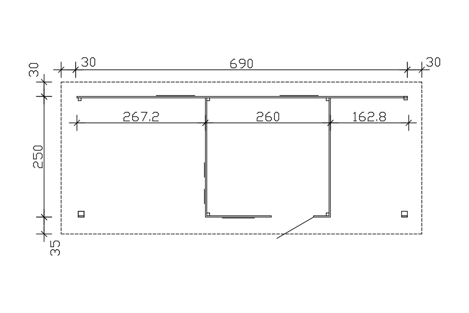 Gartenhaus Namur, 690 x 250cm