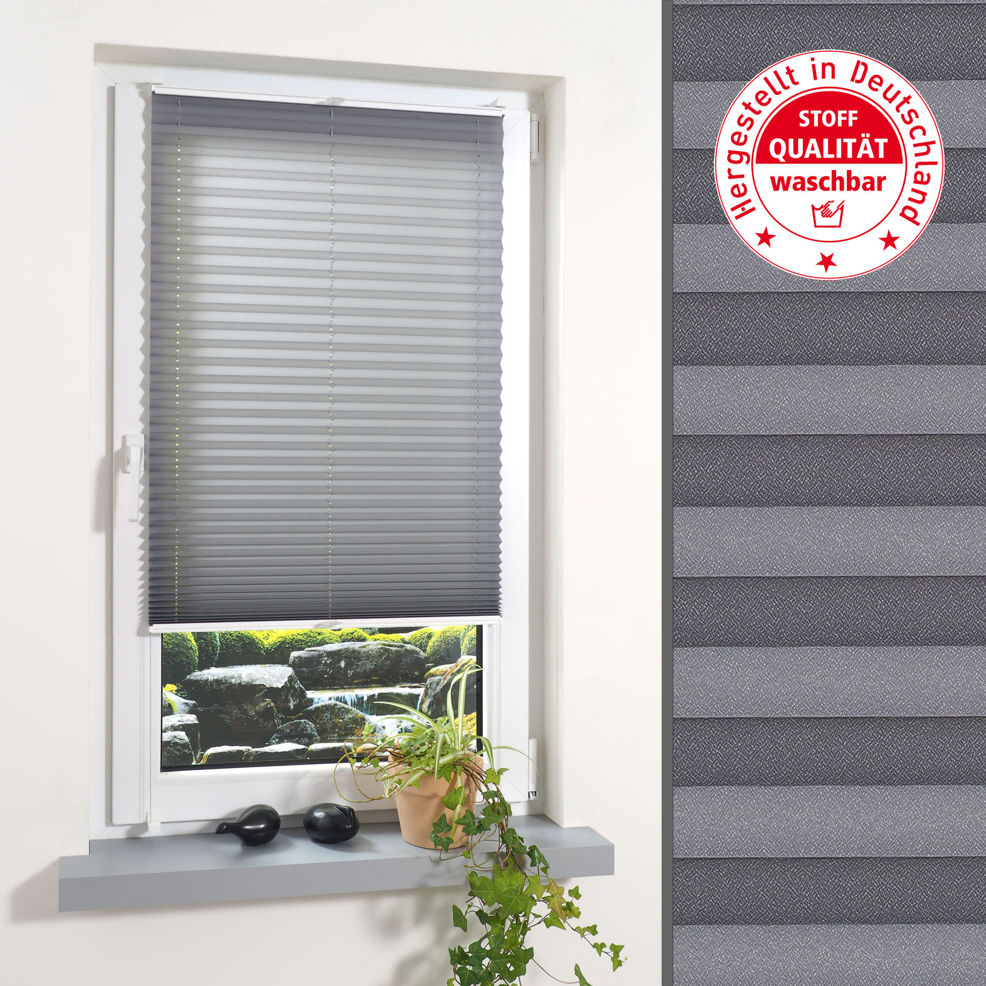 Klemmfix-Plissee verspannt inkl. 4 Klemmträger bei leitermann.de günstig kaufen Klemmfix-Plissee verspannt inkl. 4 Klemmträger