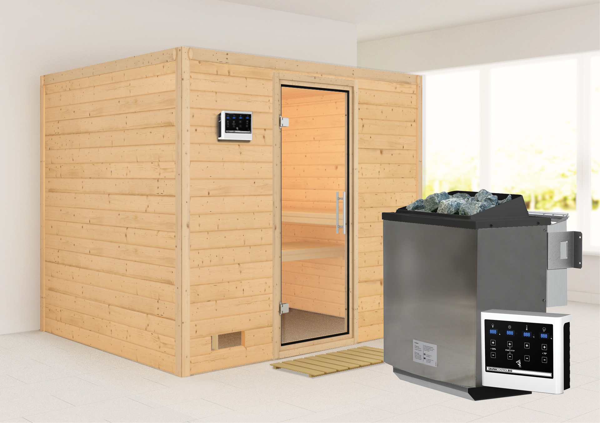 Sauna Paldiski mit Zubehör-Set, 236x184x208cm, Fronteinstieg