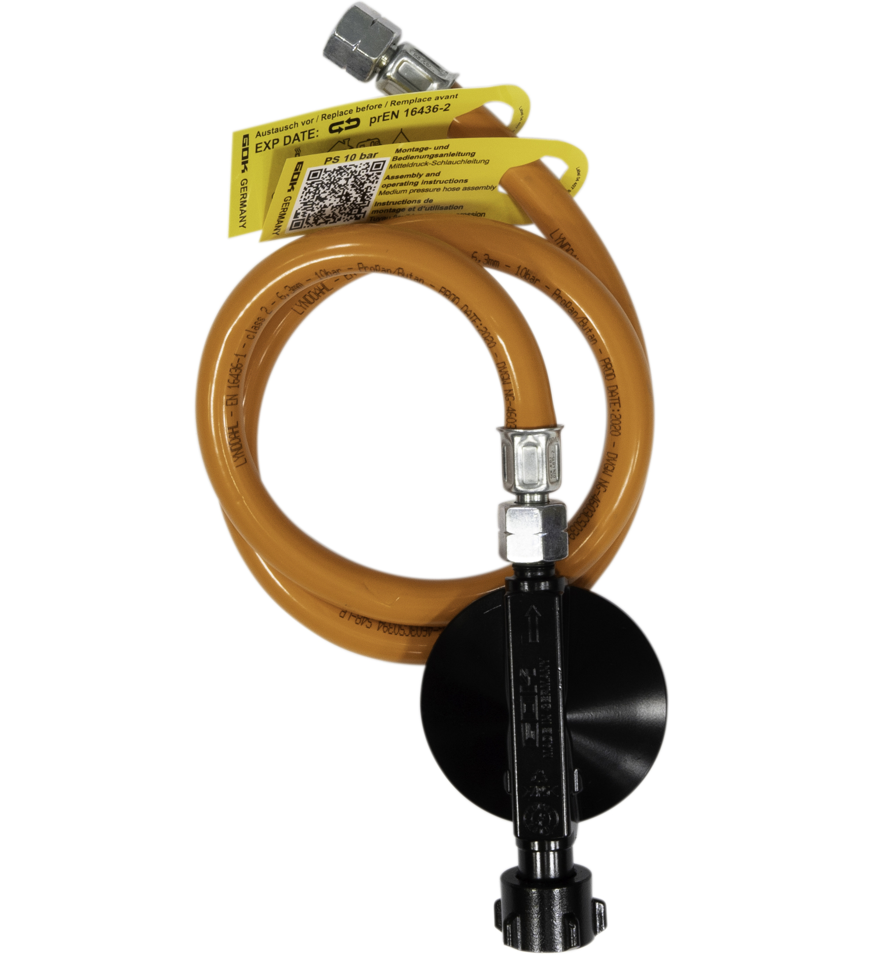 Schlauch und Druckregler, 50mbar