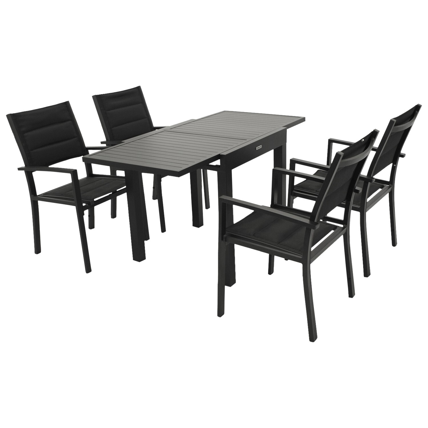 Garnitur 5-teilig, Aluminium, Kunstgewebe schwarz