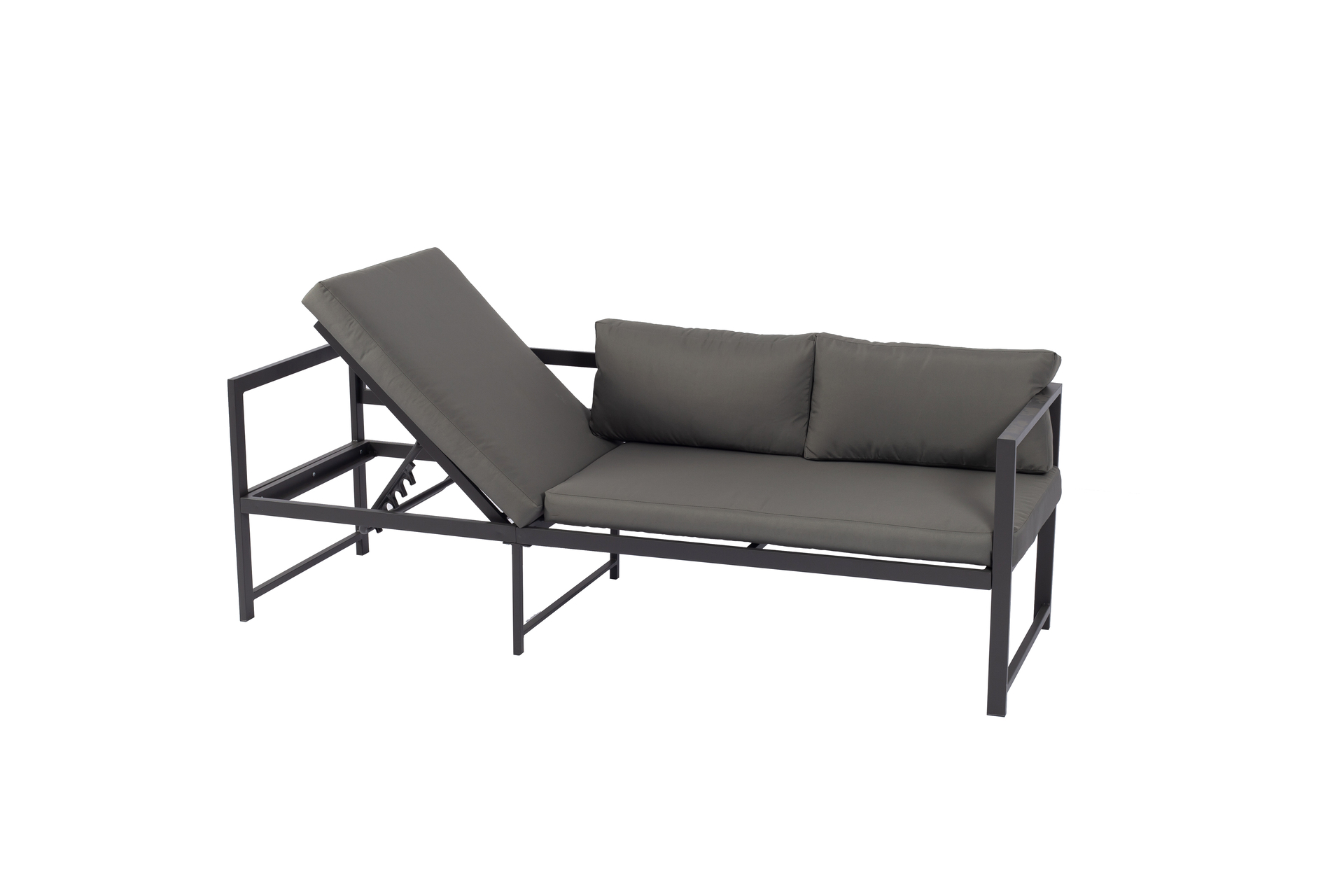 Ecksofa mit Liegefunktion und Tisch, Aluminium