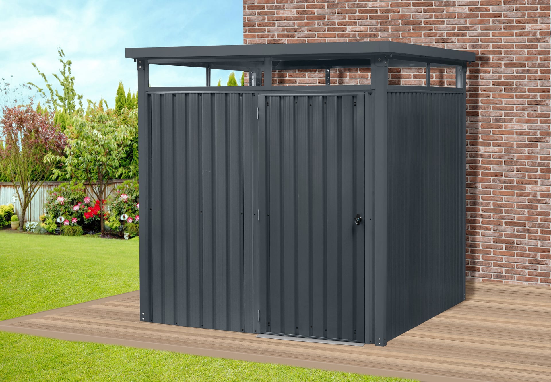 Gerätehaus Rheinfelden, anthrazit matt bei leitermann.de günstig kaufen Gerätehaus Rheinfelden, anthrazit matt