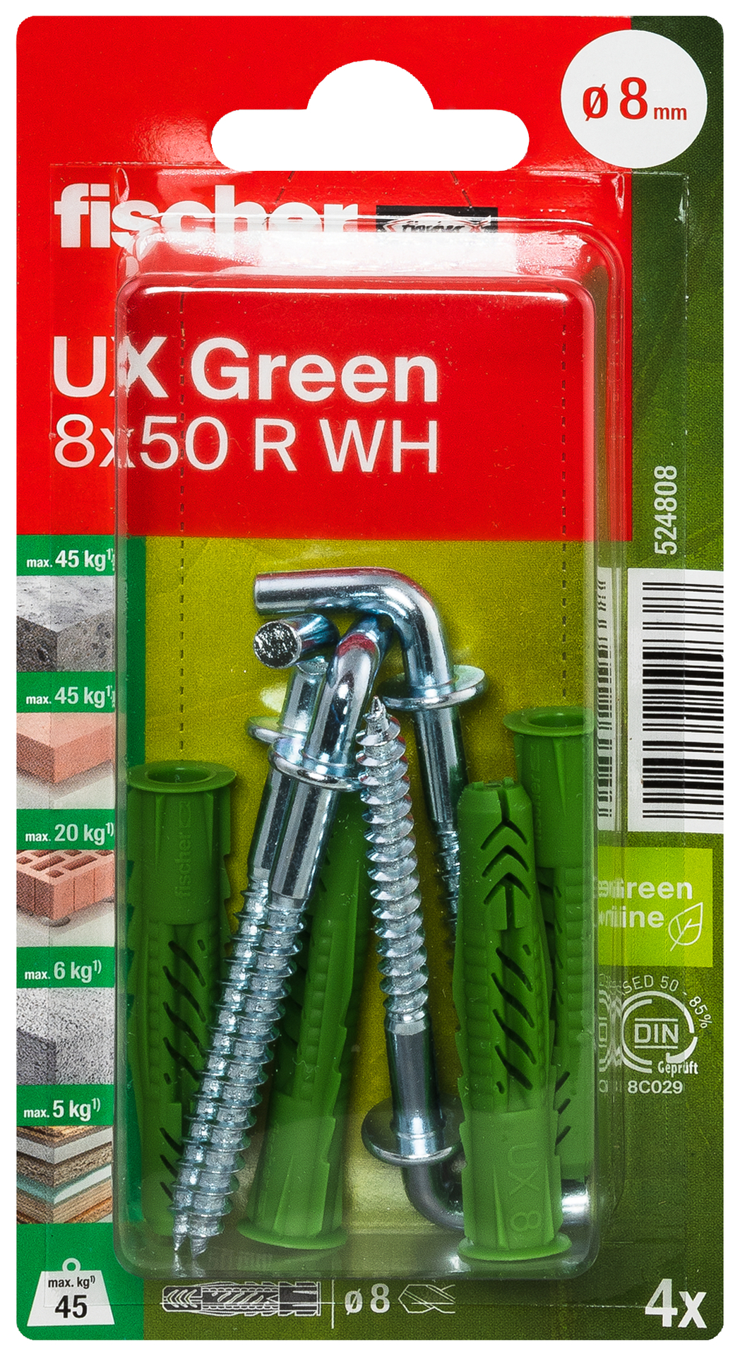 Universaldübel UX Green R WH K, 4 Stück