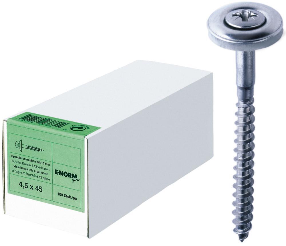 Spenglerschraube A2 4,5x 55 Dichtscheibe-15 E-NORMpro 100 Stück