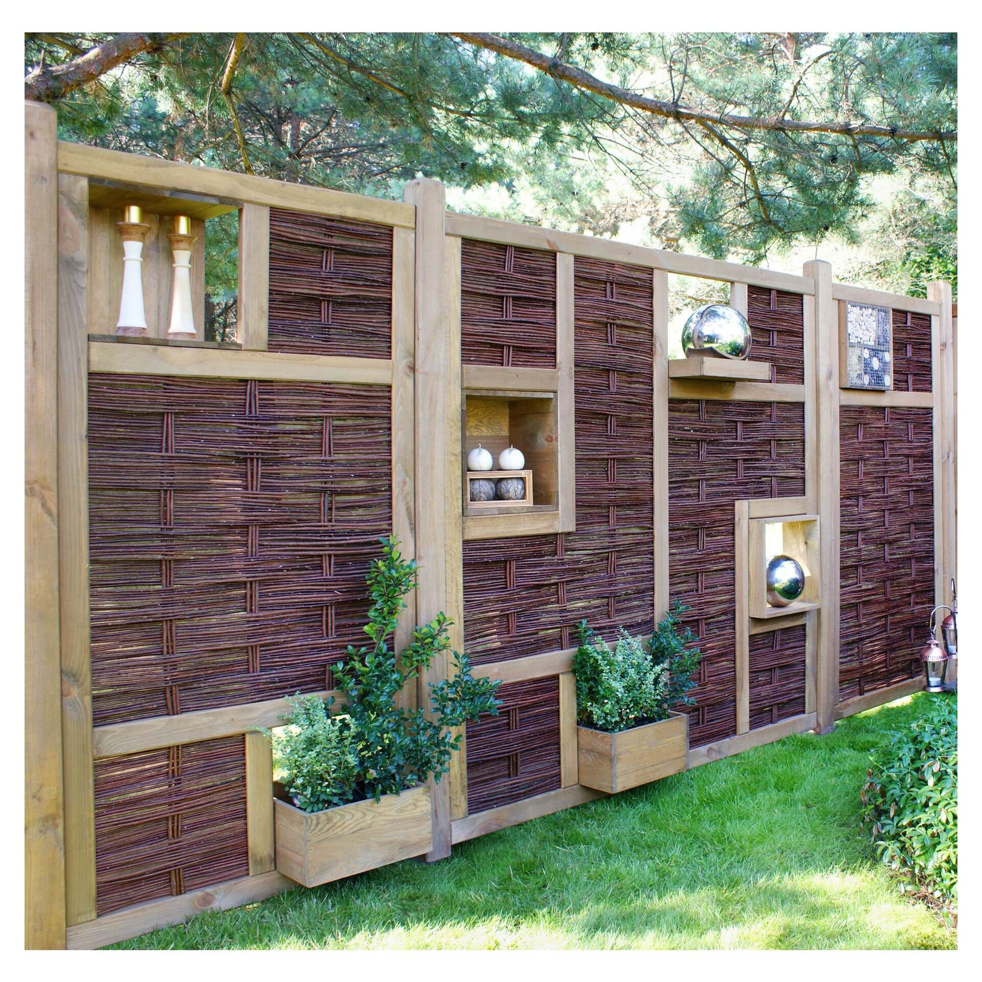 LABO-3D Weidengeflechtzaun 94x180 cm, 1 Fenster mittig