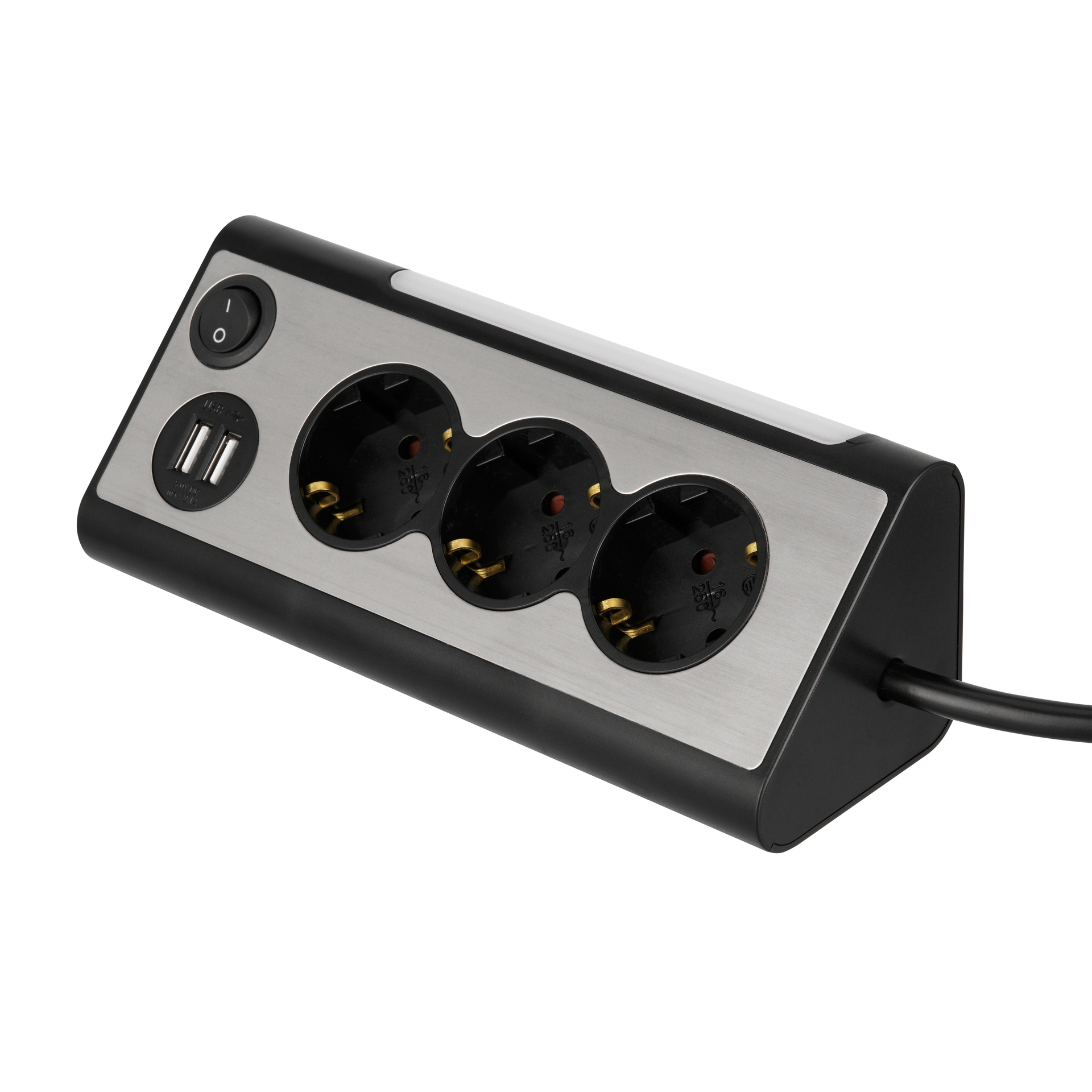 Steckdosenleiste LIGHTSOCKET 3-fach + 2xUSB + LED Licht 0,5W