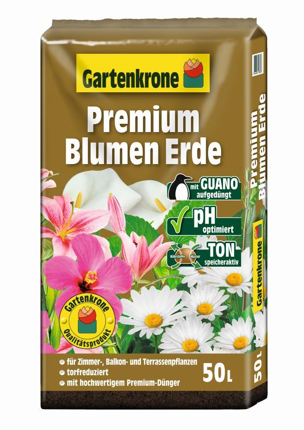 Premium Blumenerde, torfreduziert 50L