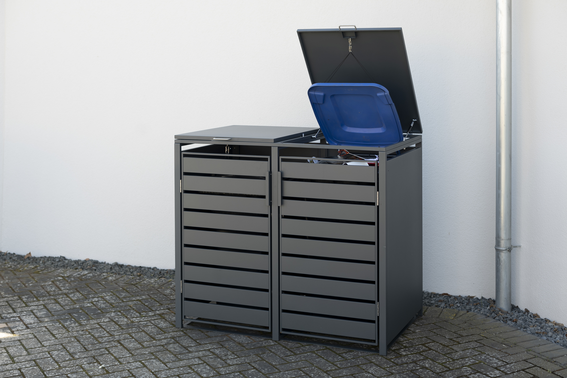 Mülltonnenbox mit Deckel, Anthrazit