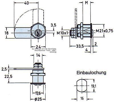 Zylinder-Hebelverschluss Nr.2987 vernickelt Messing M19 (1) bei leitermann.de günstig kaufen Zylinder-Hebelverschluss Nr.2987 vernickelt Messing M19 (1)