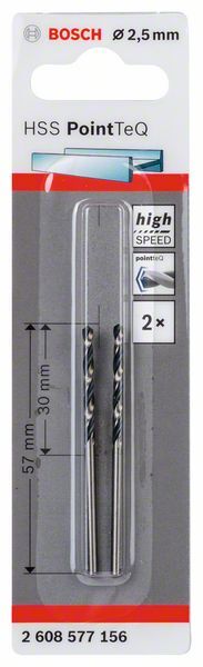 HSS-Spiralbohrer PointTeQ 2,5 mm. Für Bohrmaschinen