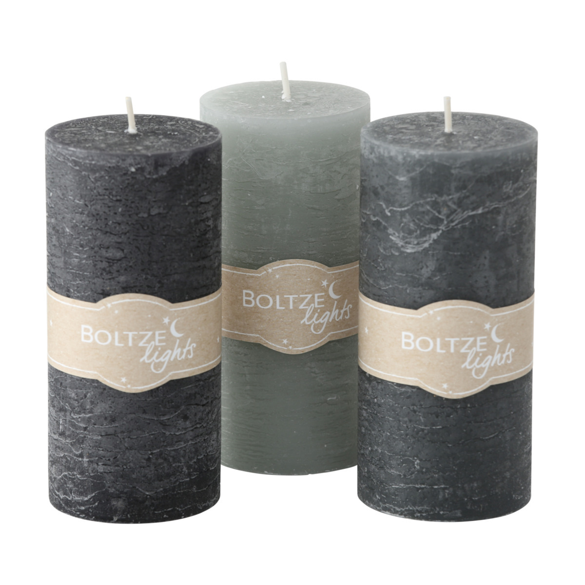 Stumpenkerze , Dekor 3-fach sortiert