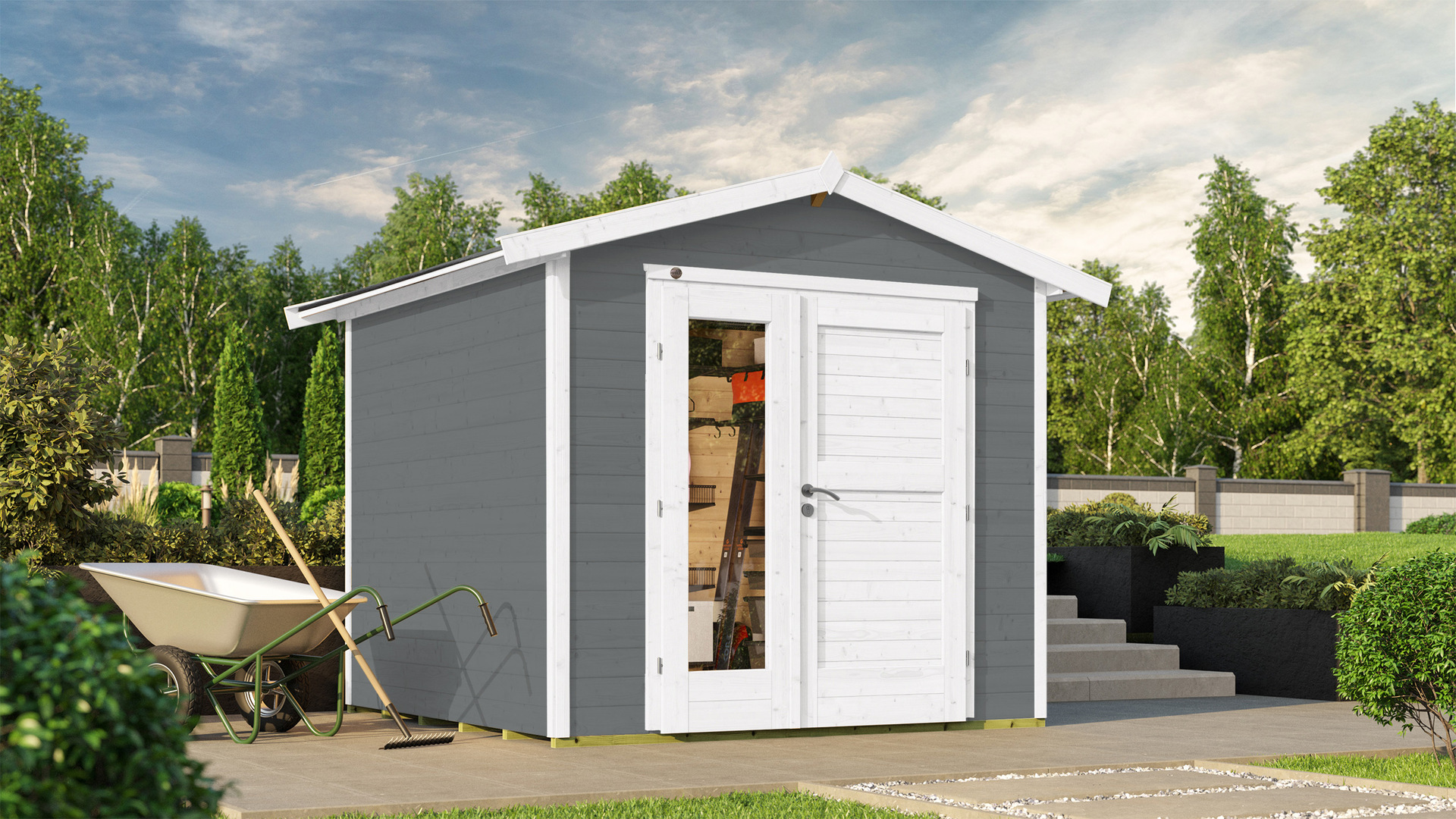 Gartenhaus 224 A 21 mm, Design-Doppeltür