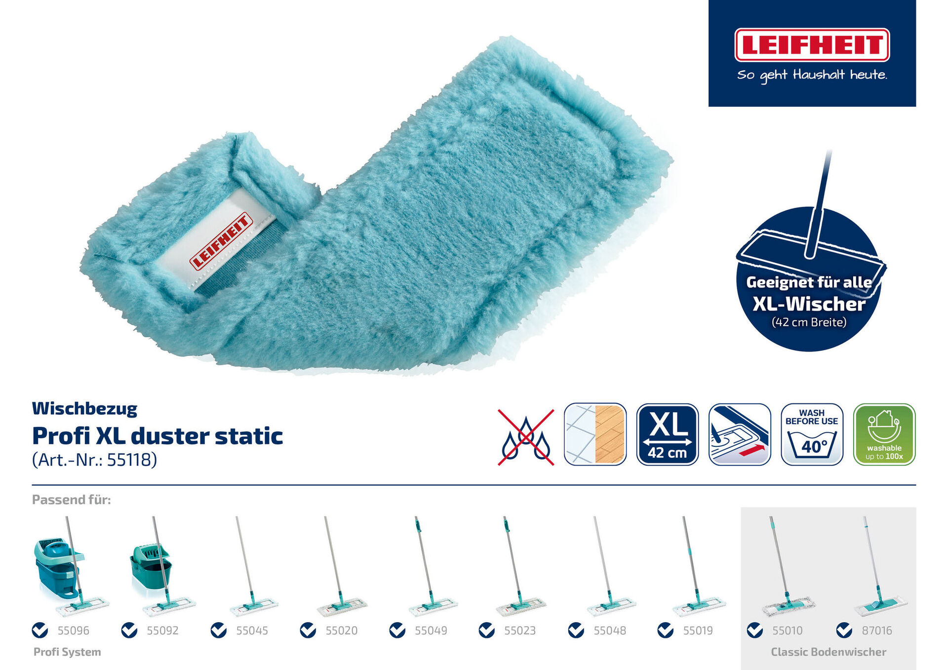 Wischbezug Profi static plus bei leitermann.de günstig kaufen Wischbezug Profi static plus
