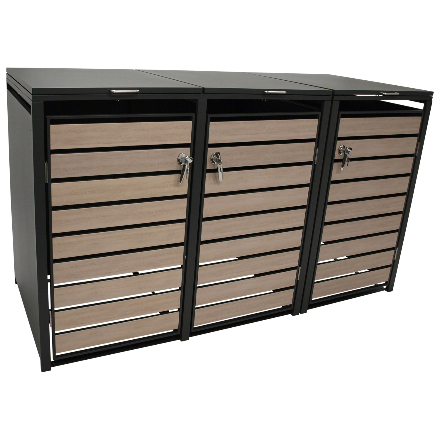 Mülltonnenbox 3-er, Stahl verzinkt