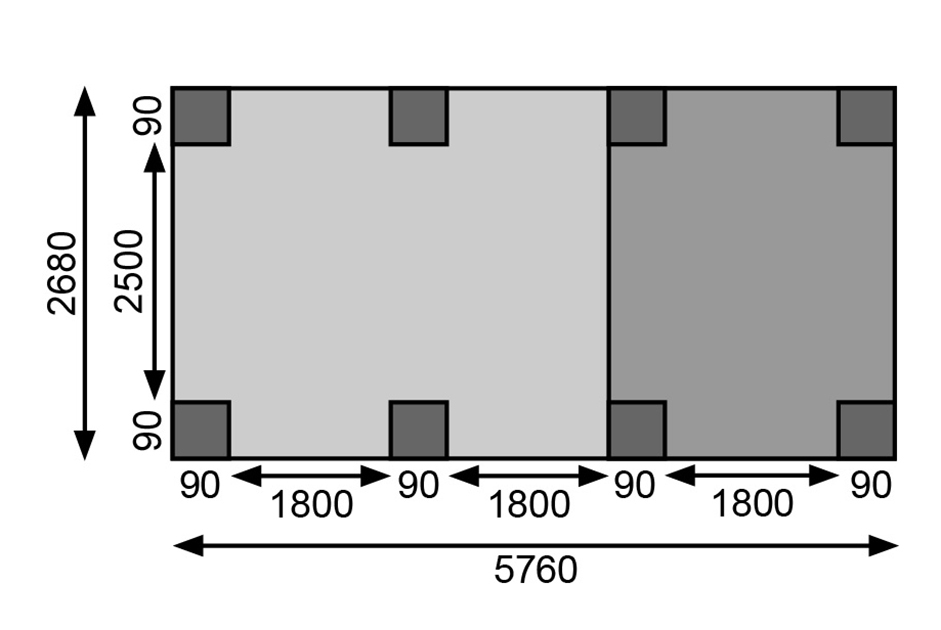 Doppelcarport Eco 2, 5,63x6,76x2,29m