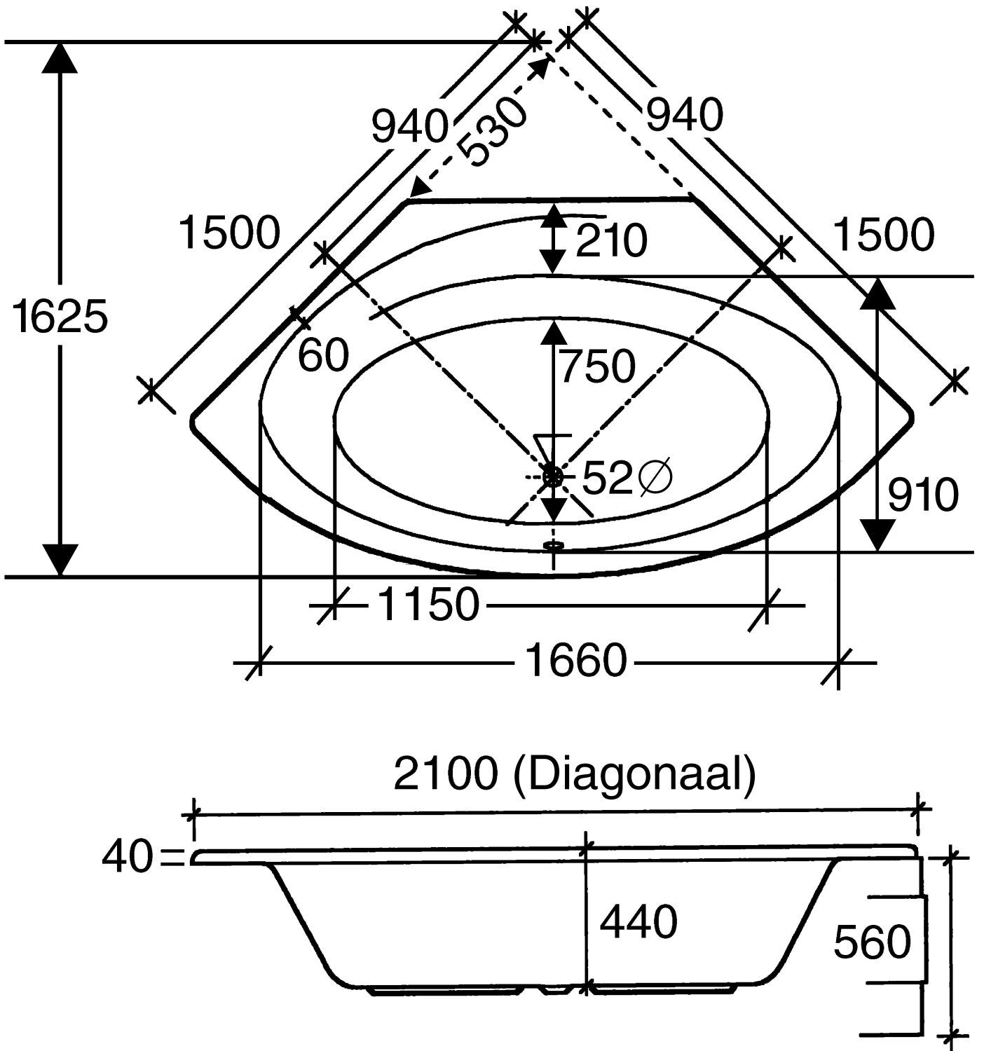 Eckwanne Canary, 1500/440mm, weiß bei leitermann.de günstig kaufen Eckwanne Canary, 1500/440mm, weiß