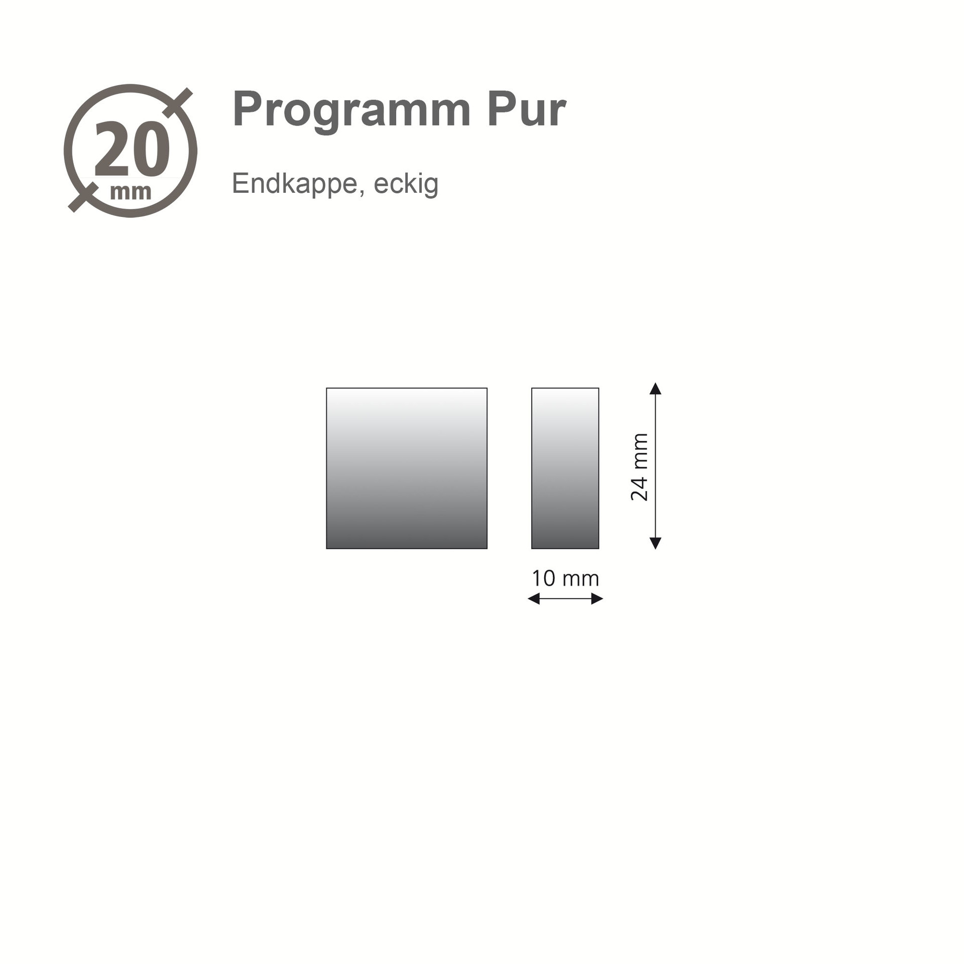 Endstück 20 mm Pur eckig