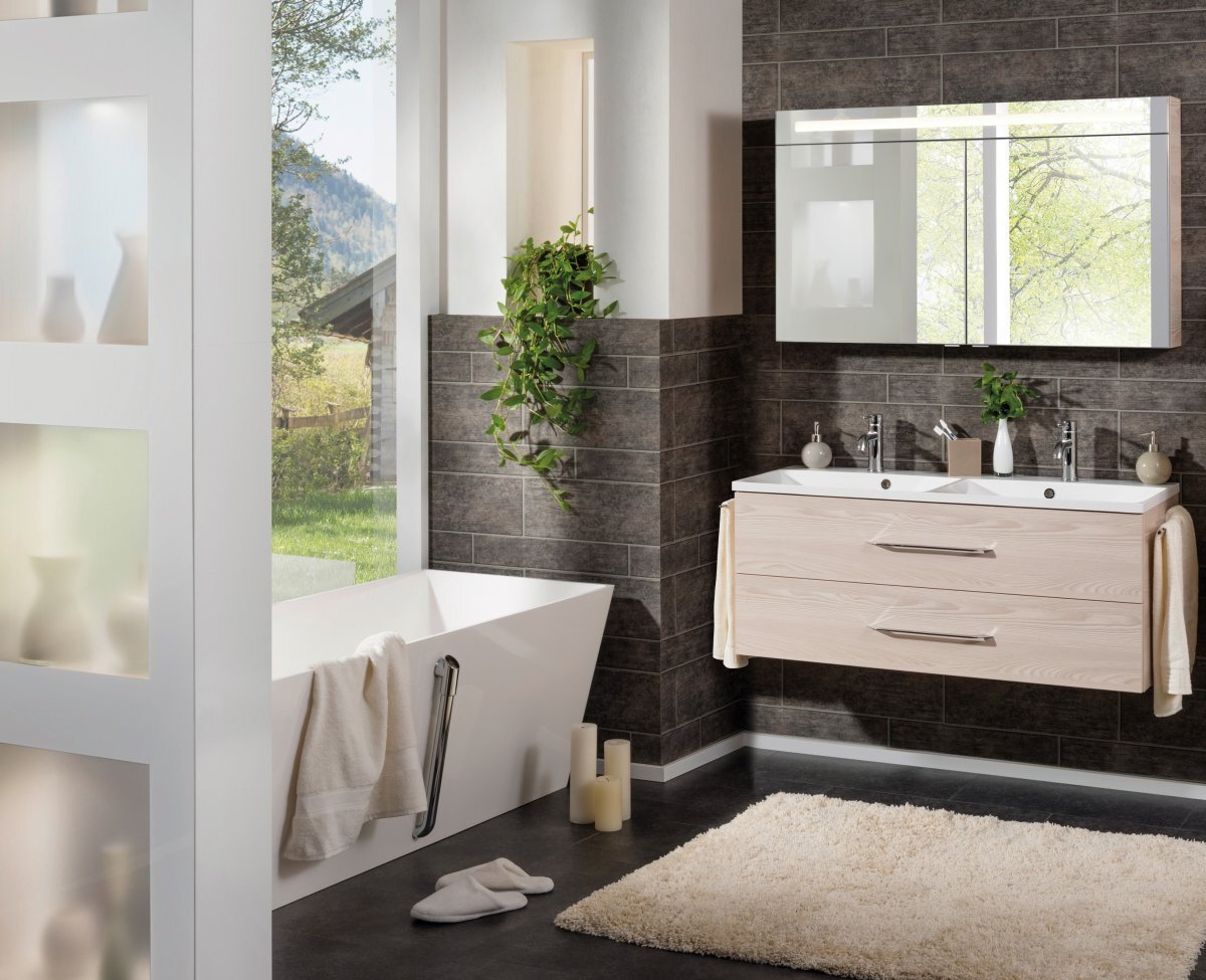 B.clever Becken+Waschtischunterschrank 120x51x46cm Double bei leitermann.de günstig kaufen B.clever Becken+Waschtischunterschrank 120x51x46cm Double